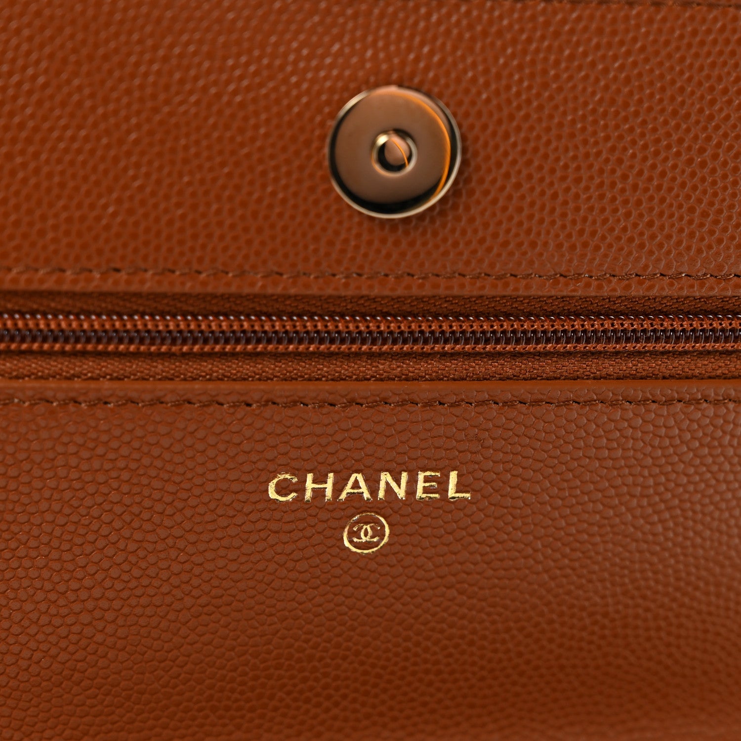 Chanel Shiny Caviar Quilted Strass Wallet On Chain WOC Light Brown 6 of 11