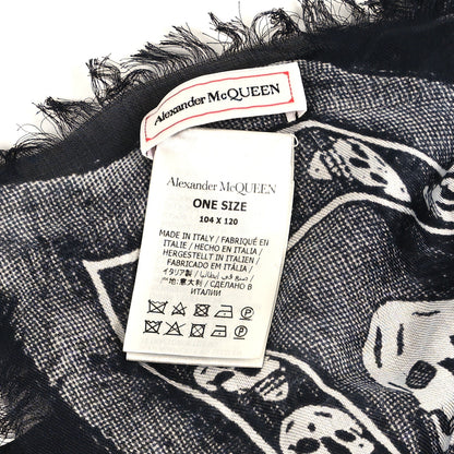 Alexander McQueen Silk Chiffon Punk Skull Scarf Black Ivory 2 of 3