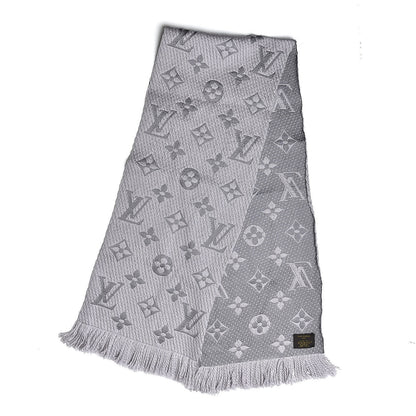 Louis Vuitton Wool Silk Logomania Scarf Pearl Grey 3 of 4