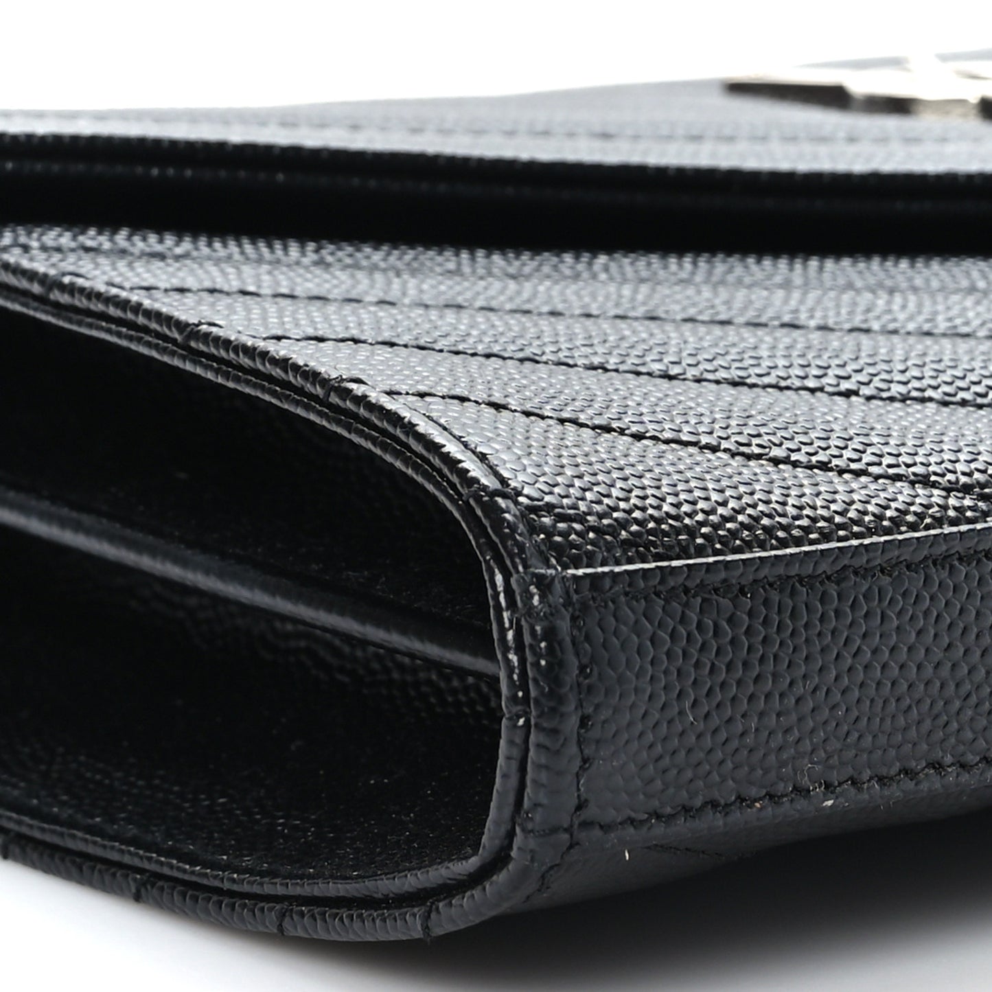 Grain De Poudre Matelasse Chevron Monogram Chain Wallet Black