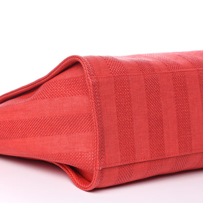 Chanel Straw Raffia Calfskin Striped Large Deauville Tote Red 8 of 10