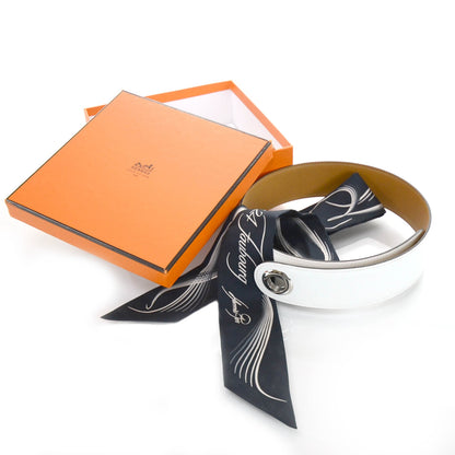 Hermes Epsom Monogram Kimono Belt w 24 Faubourg Twilly Blanc 5 of 5