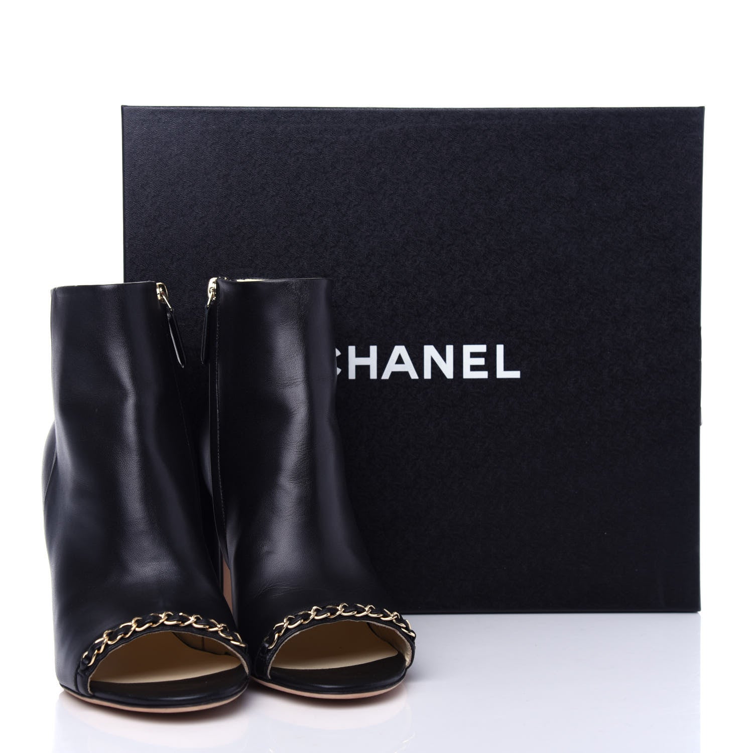 Chanel Lambskin CC Chain Short Boots 38 Black 11 of 11