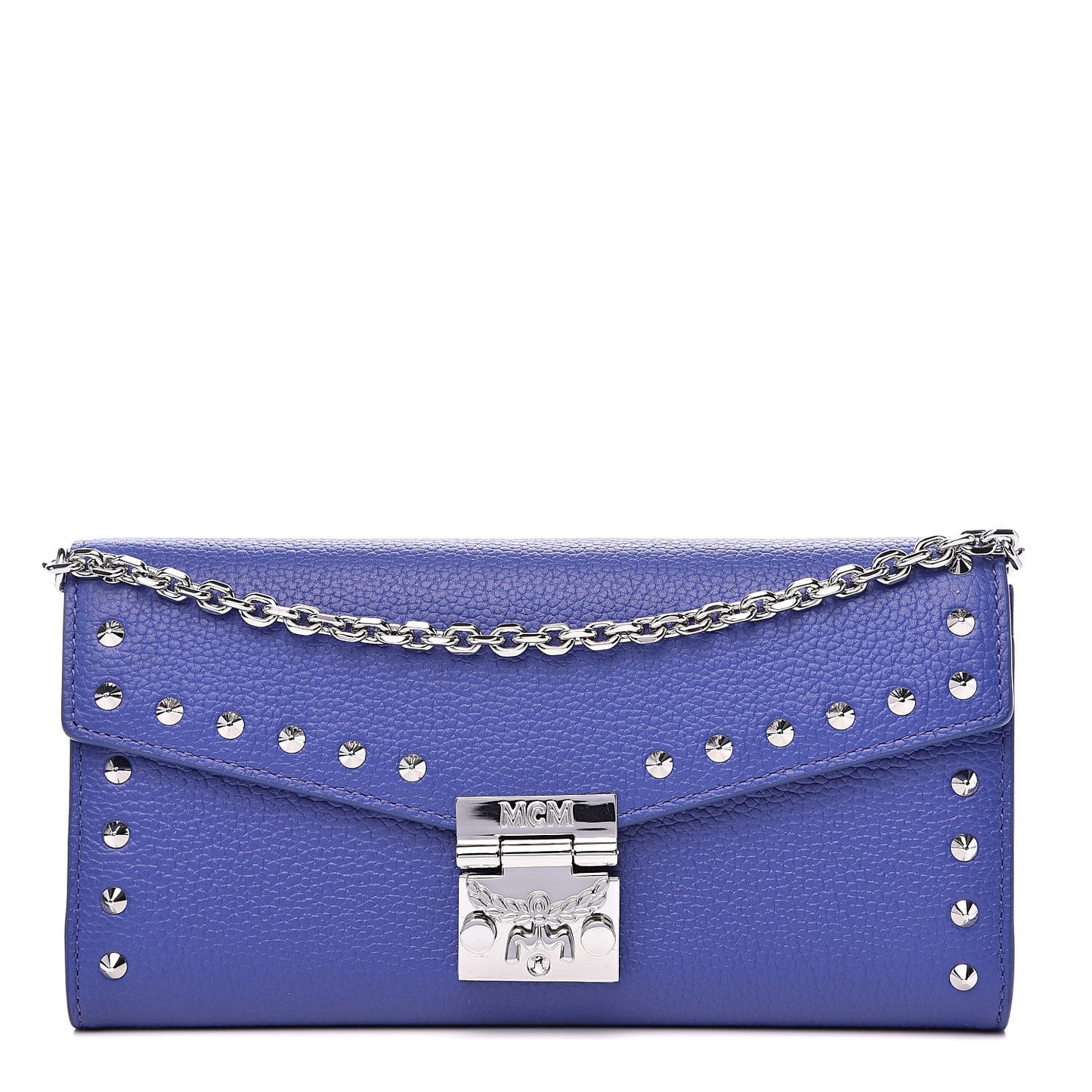 Calfskin Studded Patricia Wallet On Chain Spectrum Blue