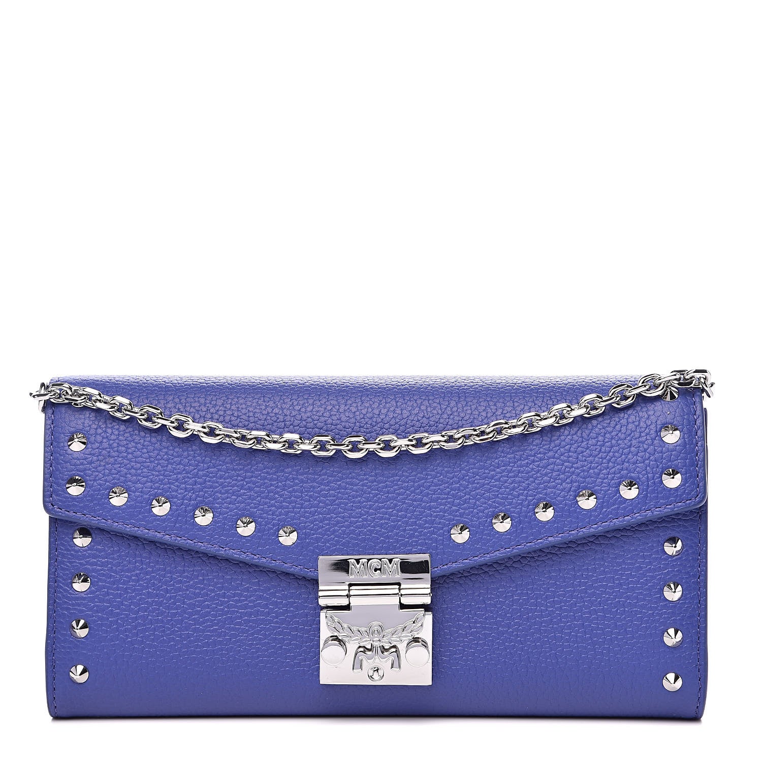 MCM Calfskin Studded Patricia Wallet On Chain Spectrum Blue 1 of 9