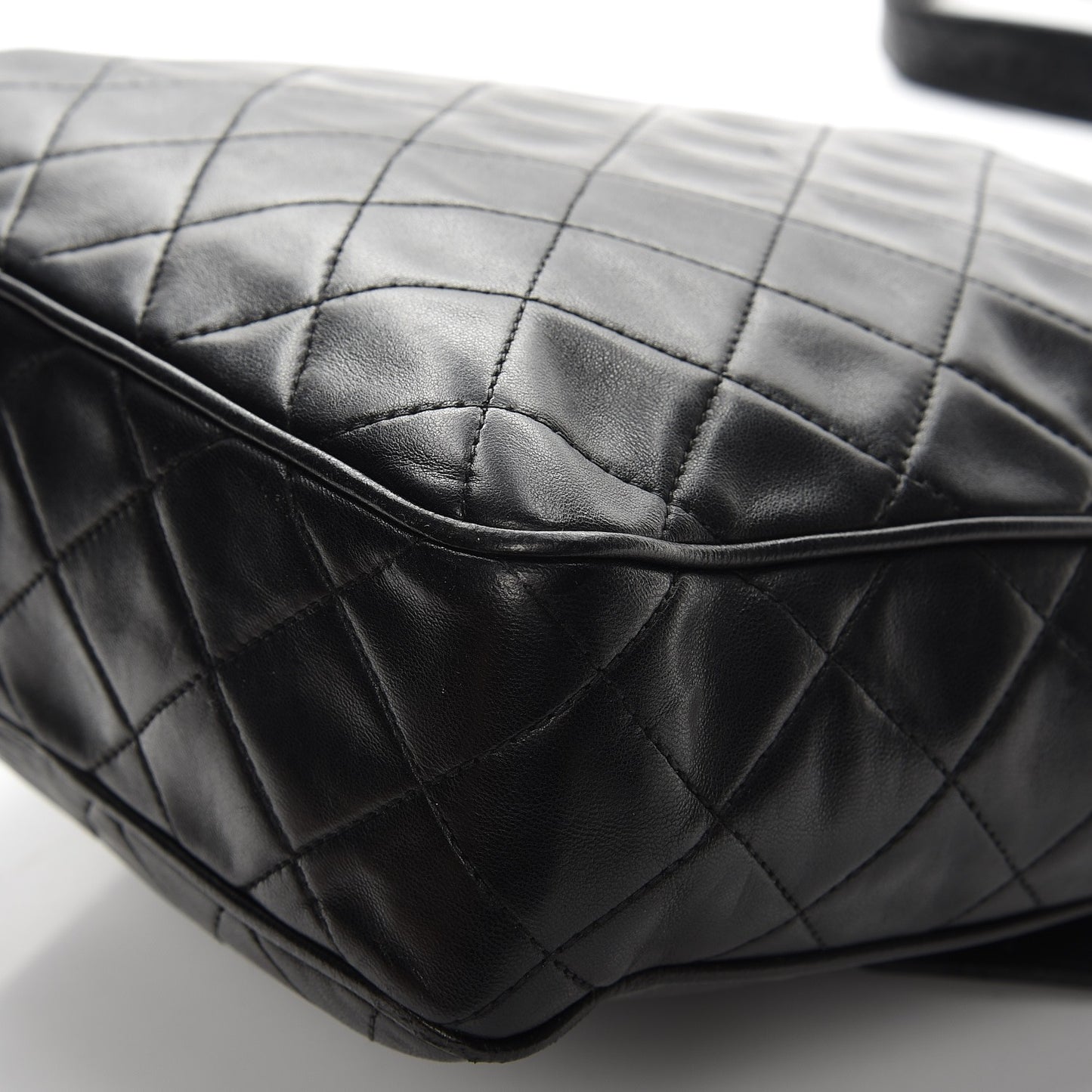 Quilted Lambskin Flap Crossbody Bag Black