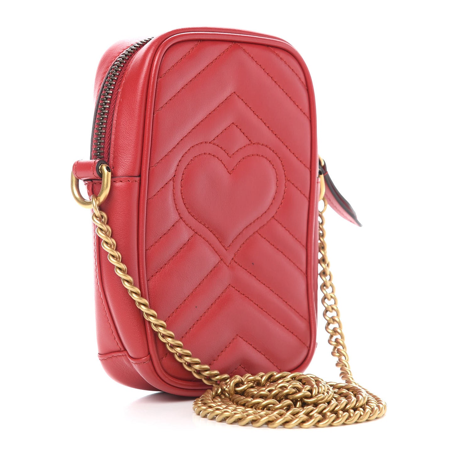 Calfskin Matelasse Mini GG Marmont Crossbody Bag Hibiscus Red