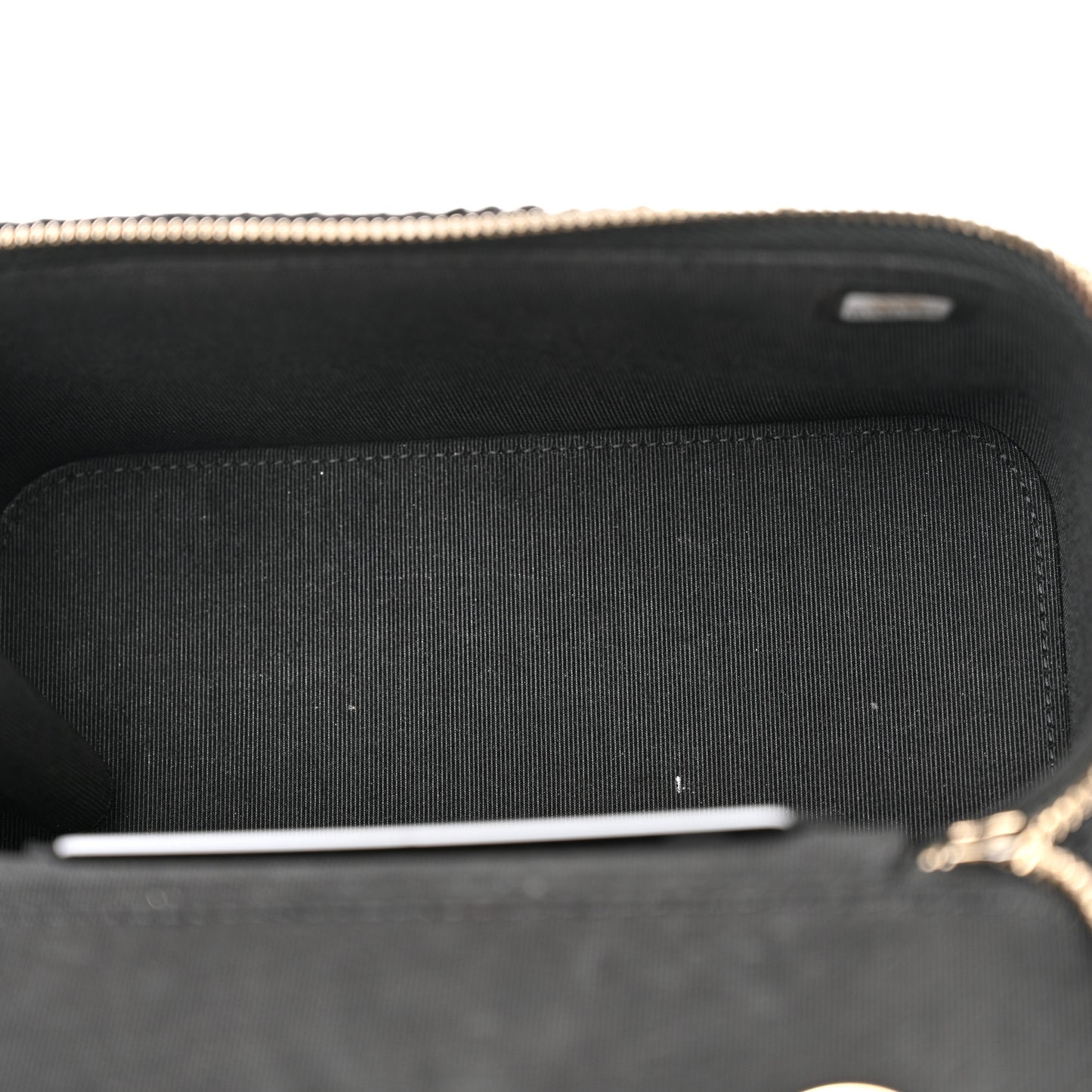 Lambskin Crochet Quilted Small Vanity Case With Chain Black