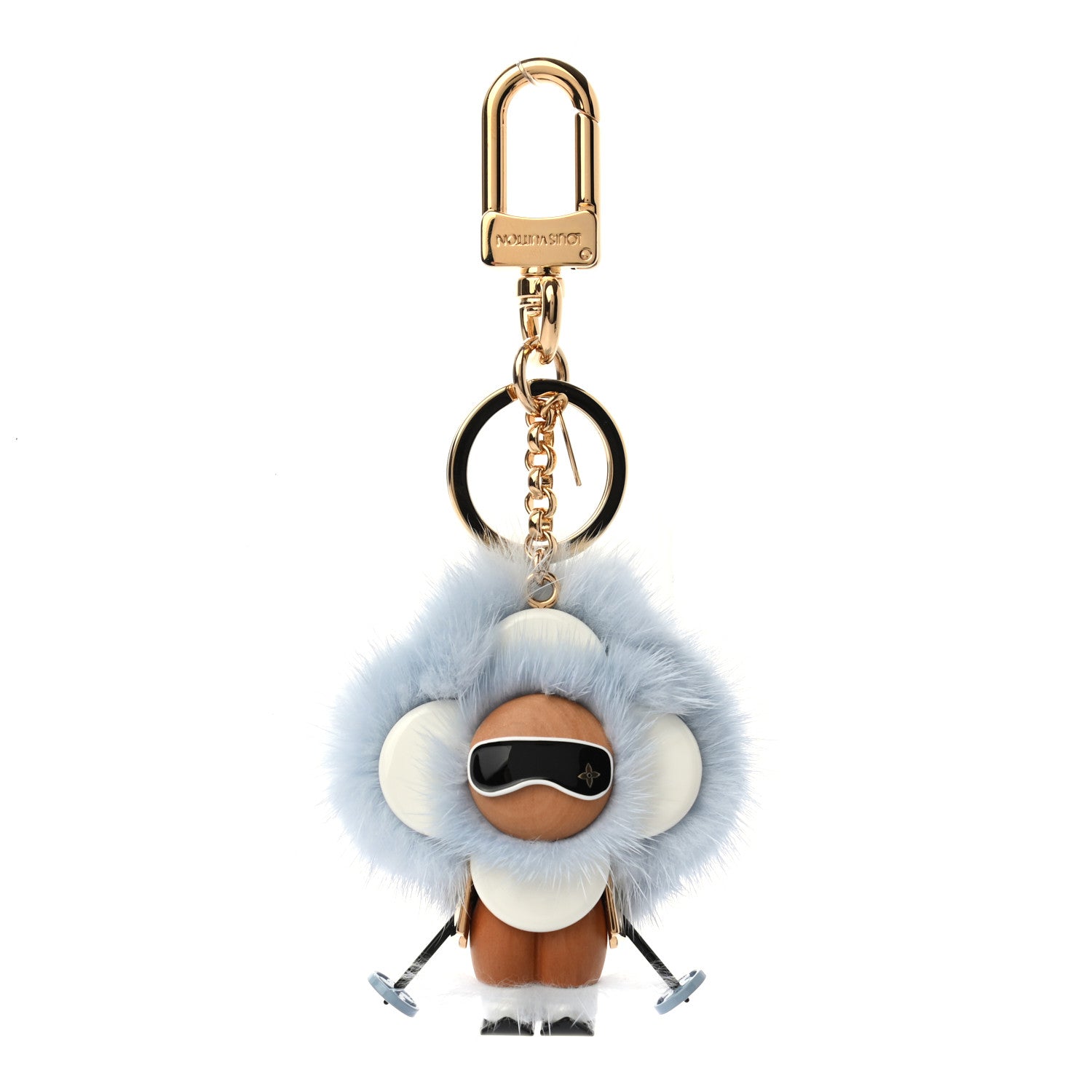 Louis Vuitton Resin Wood Mink Fur Vivienne Ski Bag Charm Key Holder 1 of 5