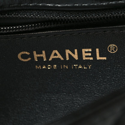 Chanel Shiny Lambskin Quilted Golden Links Top Handle Flap Black 6 of 12
