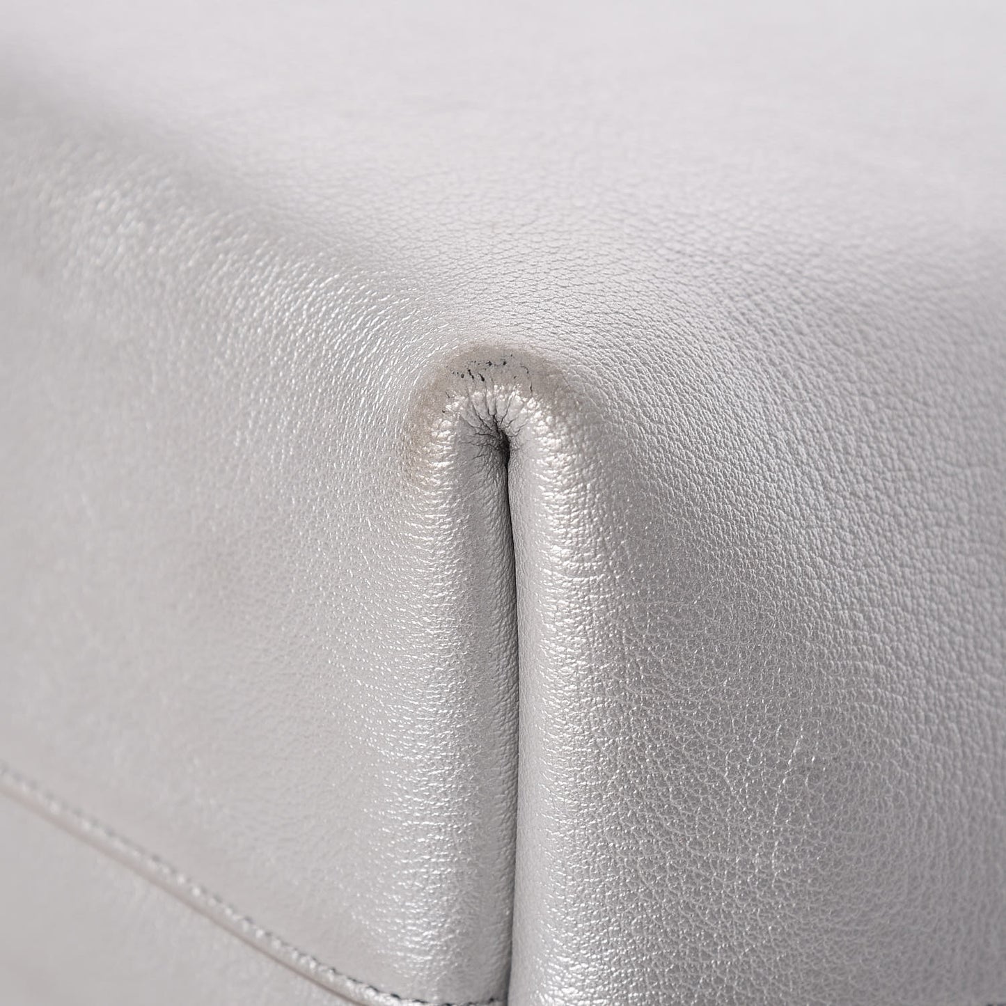 Metallic Calfskin Large Shopping Tote Silver