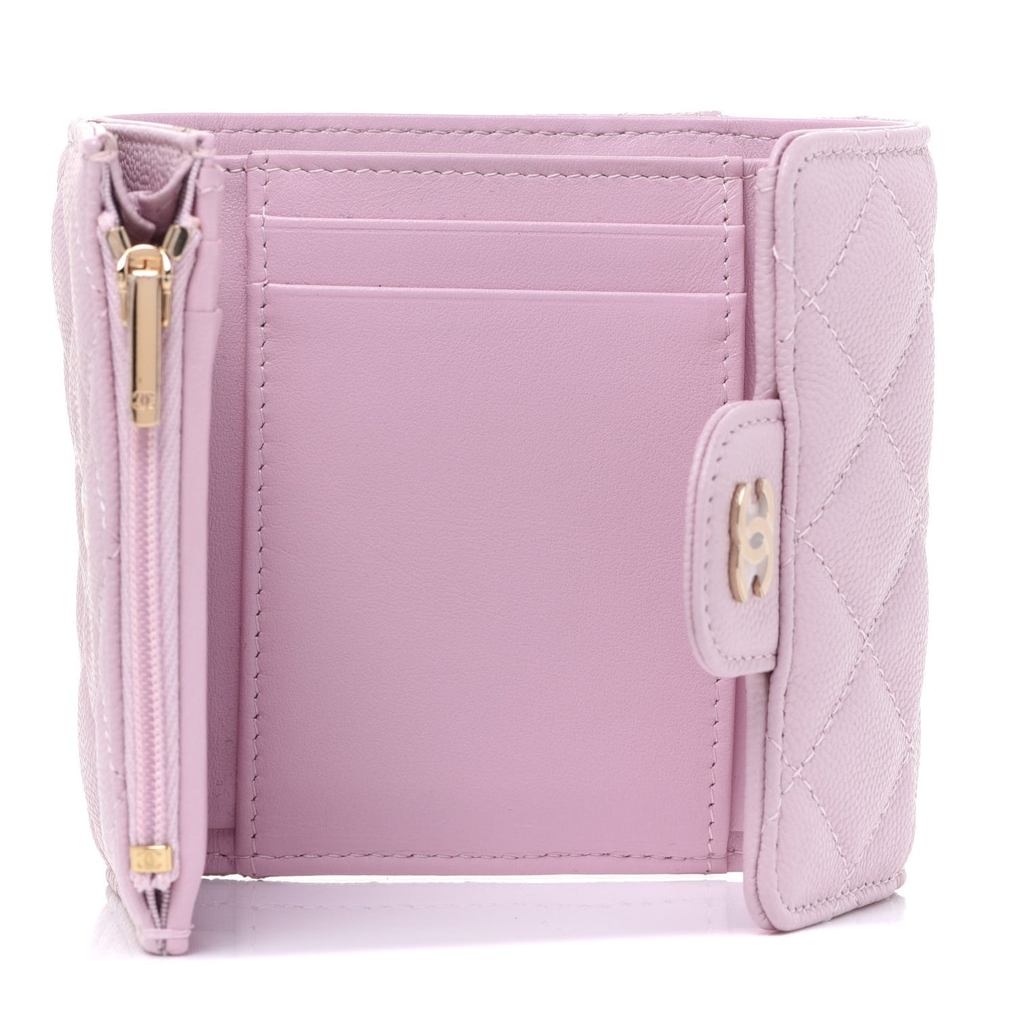 Caviar Quilted Compact Flap Wallet Light Pink