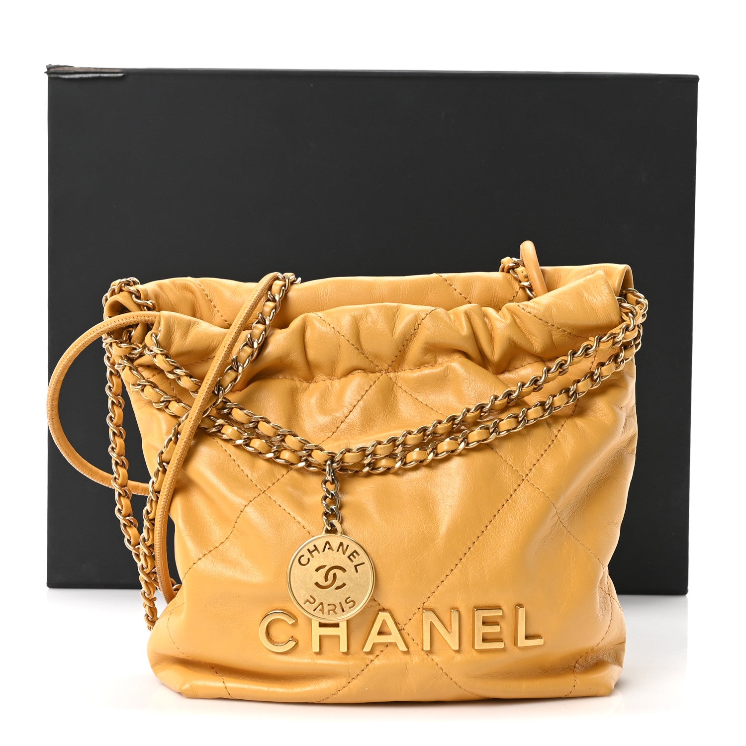 Chanel Shiny Calfskin Quilted Mini Chanel 22 Yellow 11 of 11
