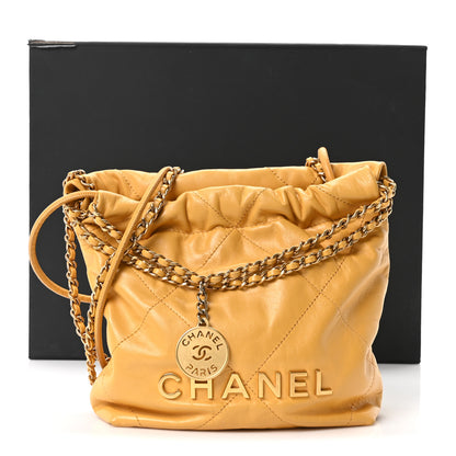 Chanel Shiny Calfskin Quilted Mini Chanel 22 Yellow 11 of 11
