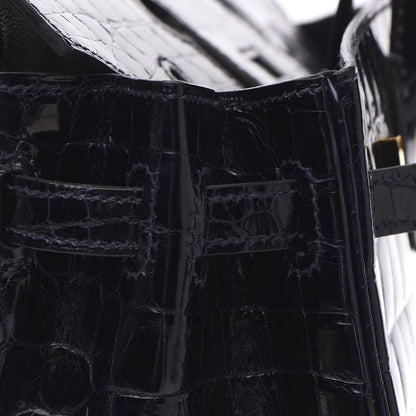 Hermes Shiny Niloticus Crocodile Birkin 25 Bleu Marine Bleu Marine 19 of 30