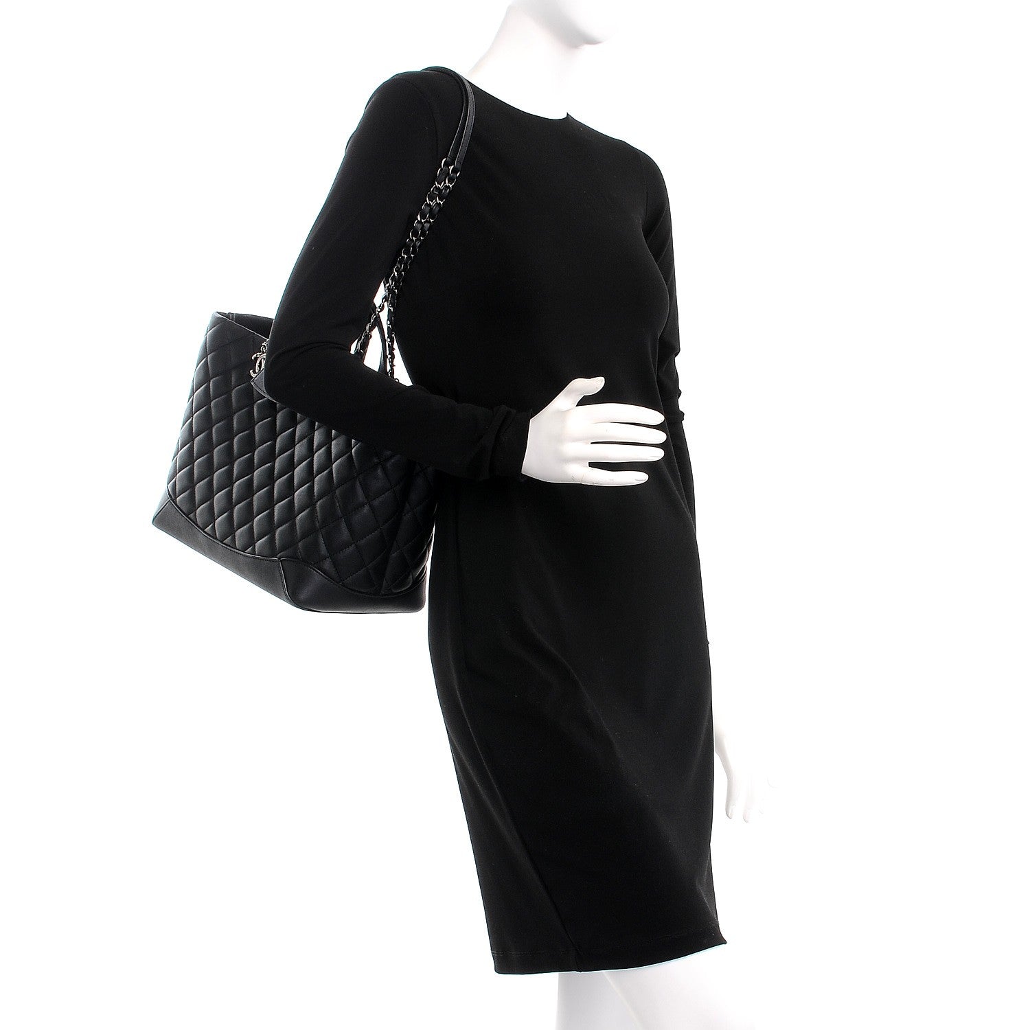 Chanel Calfskin Quilted Small Easy Shopping Tote Black 4 of 14