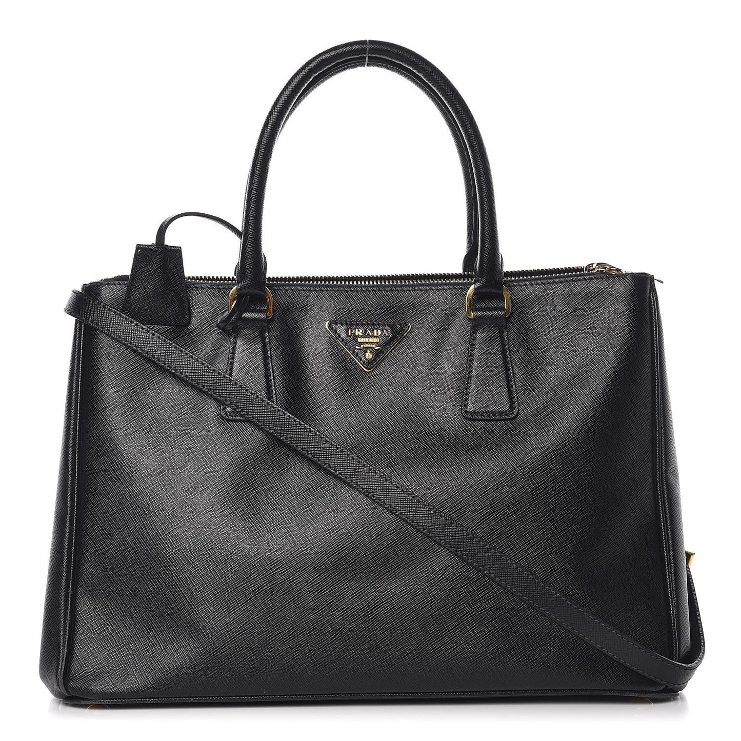 Saffiano Medium Galleria Double Zip Tote Black