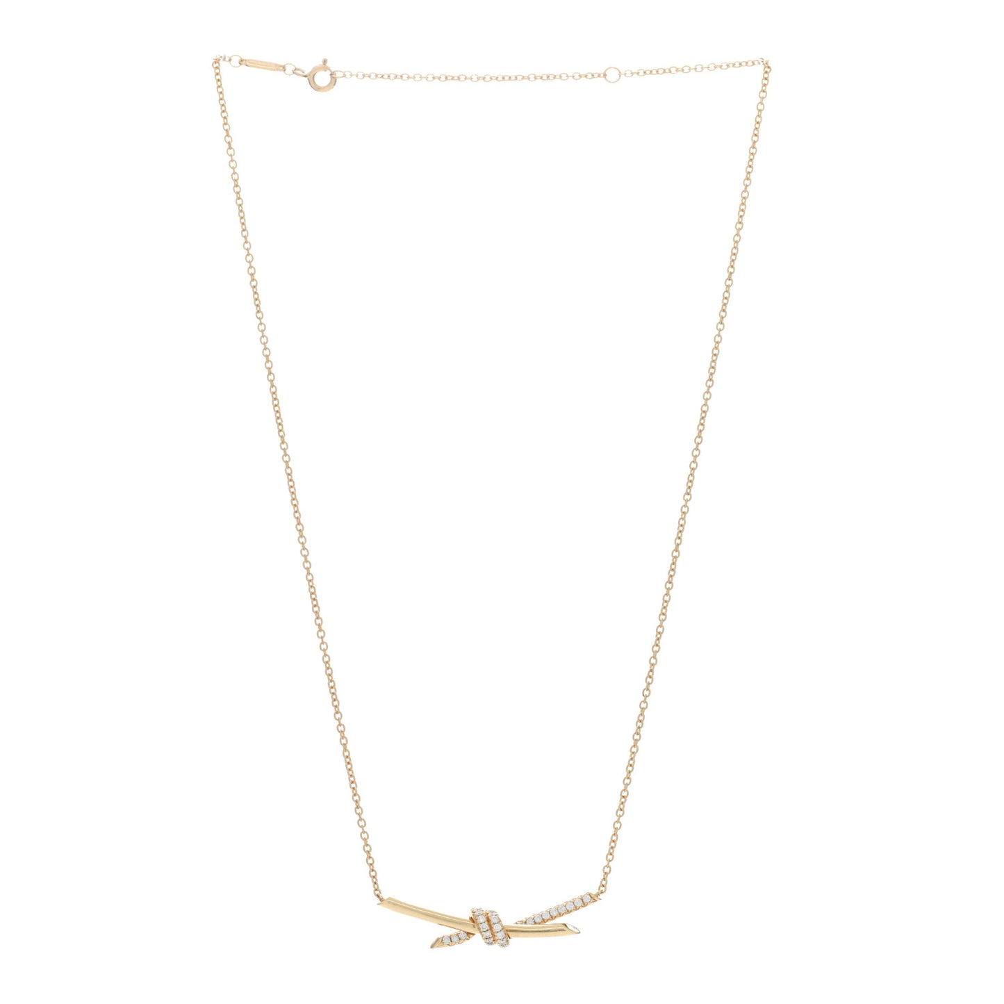 18K Yellow Gold Diamond Knot Necklace