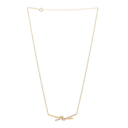 Tiffany 18K Yellow Gold Diamond Knot Necklace 3 of 4