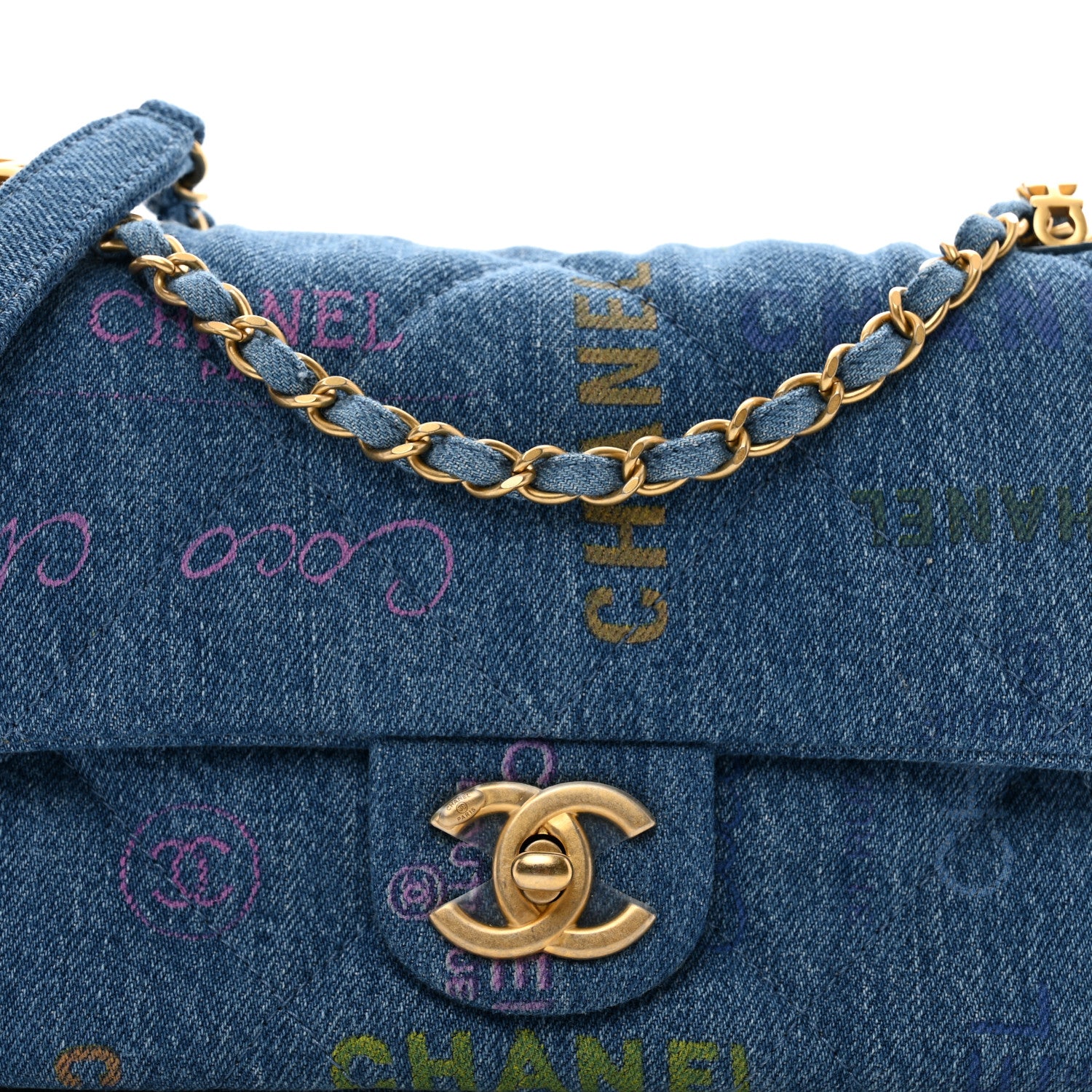 Chanel Denim Quilted Mini Denim Mood Rectangular Flap Blue Multicolor 5 of 10