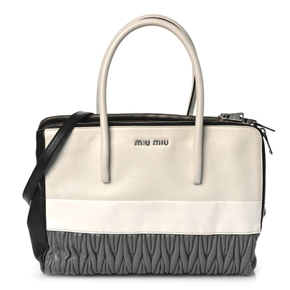 Miu Miu Nappa Matelasse Convertible Satchel Argilla Talco 1 of 11