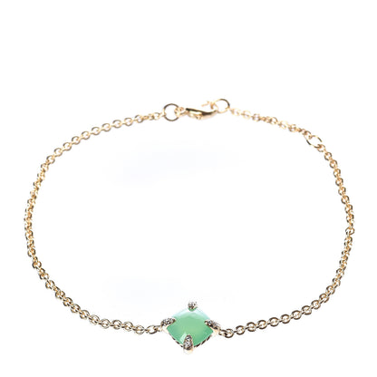 David Yurman 18K Yellow Gold Diamond Chrysoprase 8mm Chatelaine Bracelet 1 of 6