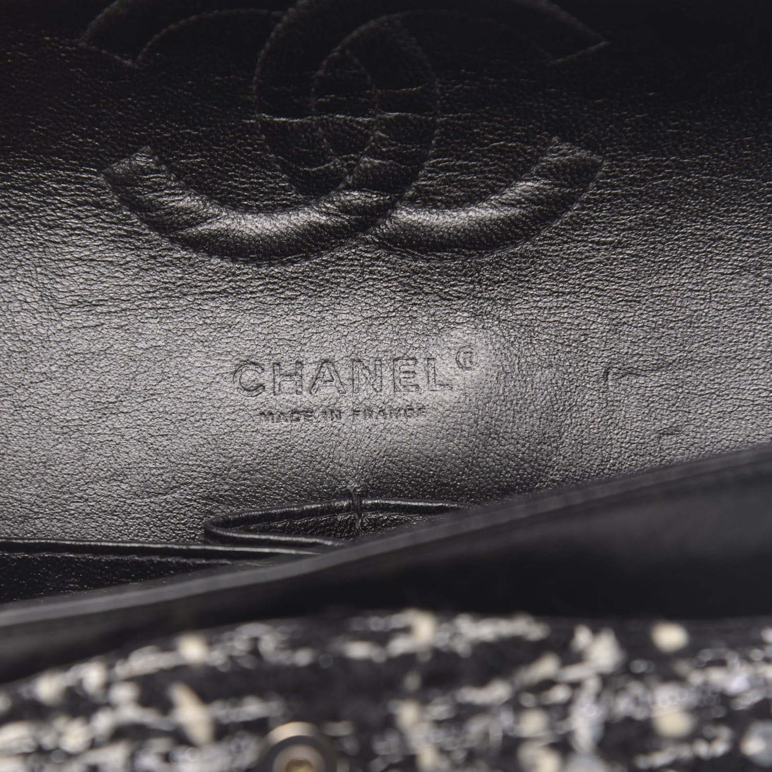 Chanel Tweed Sequin Quilted Medium Double Flap Black 6 of 13