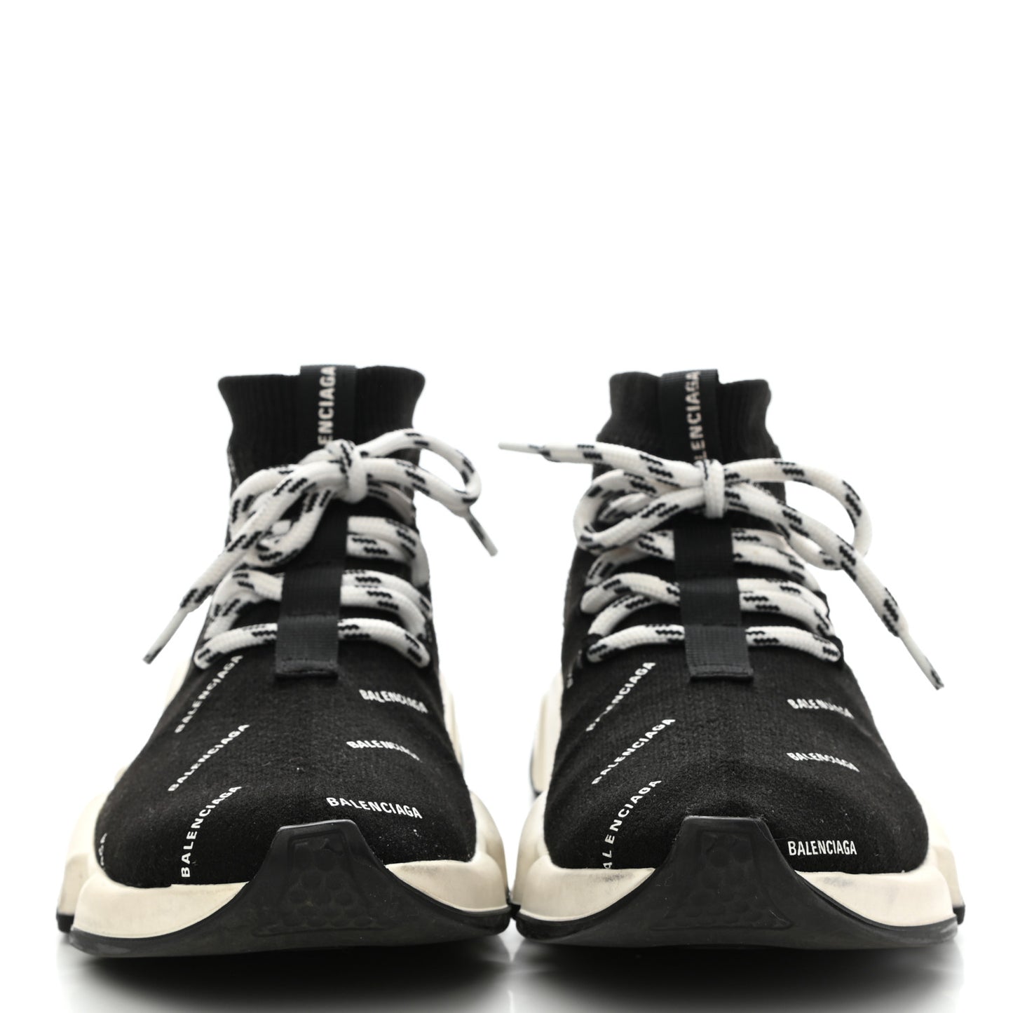 Neoprene Knit Allover Logo Womens Speed Lace Up Sneakers 36 Black