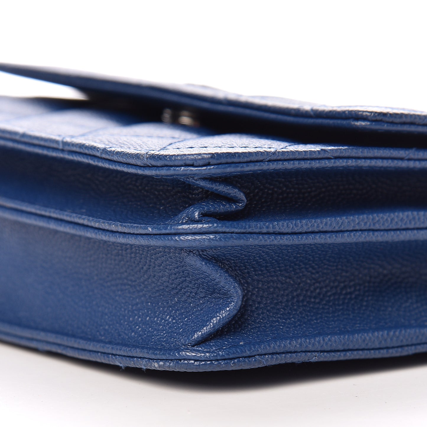 Caviar Quilted Square Wallet On Chain WOC Navy