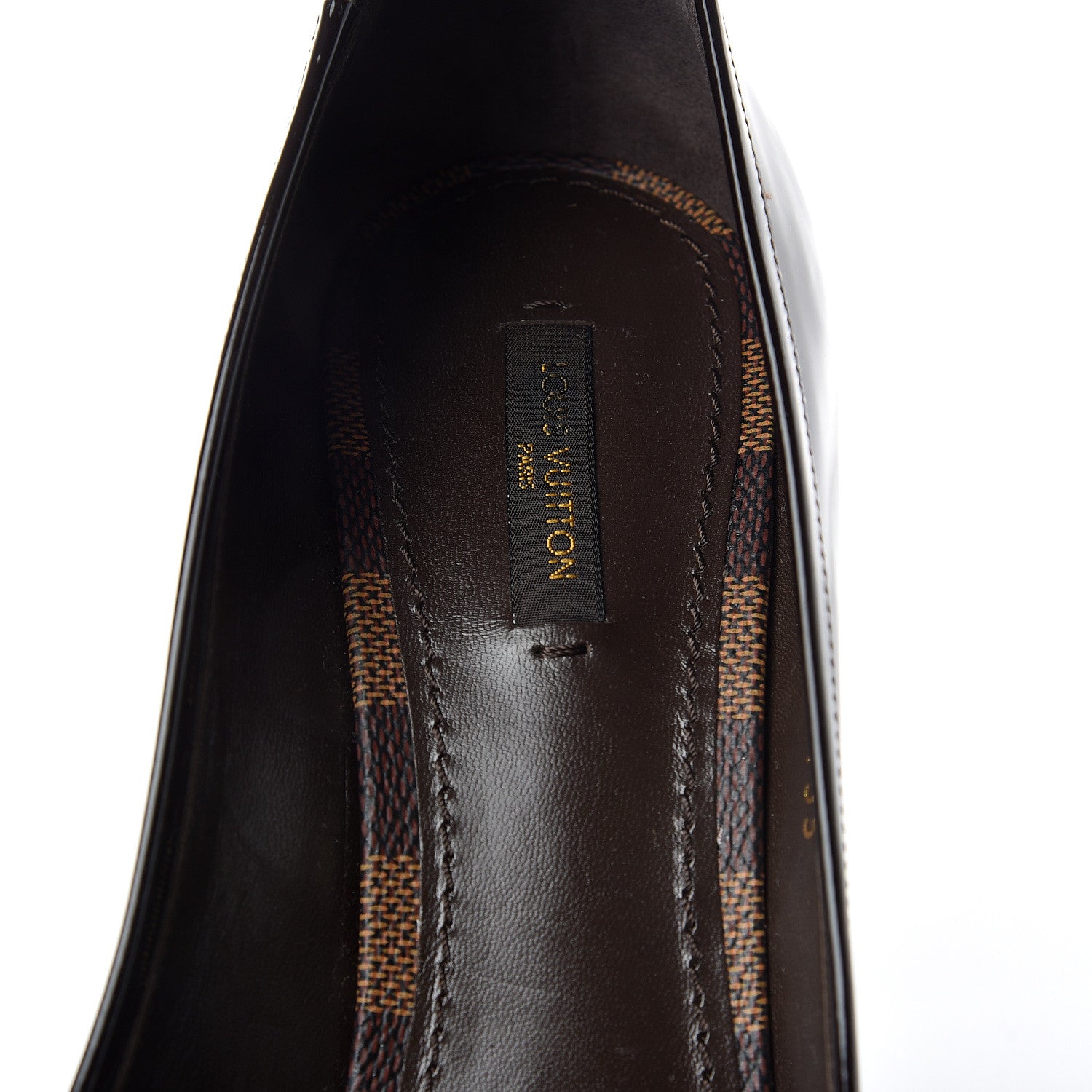 Louis Vuitton Patent Damier Ebene Valentine Pumps 39.5 Black 8 of 12