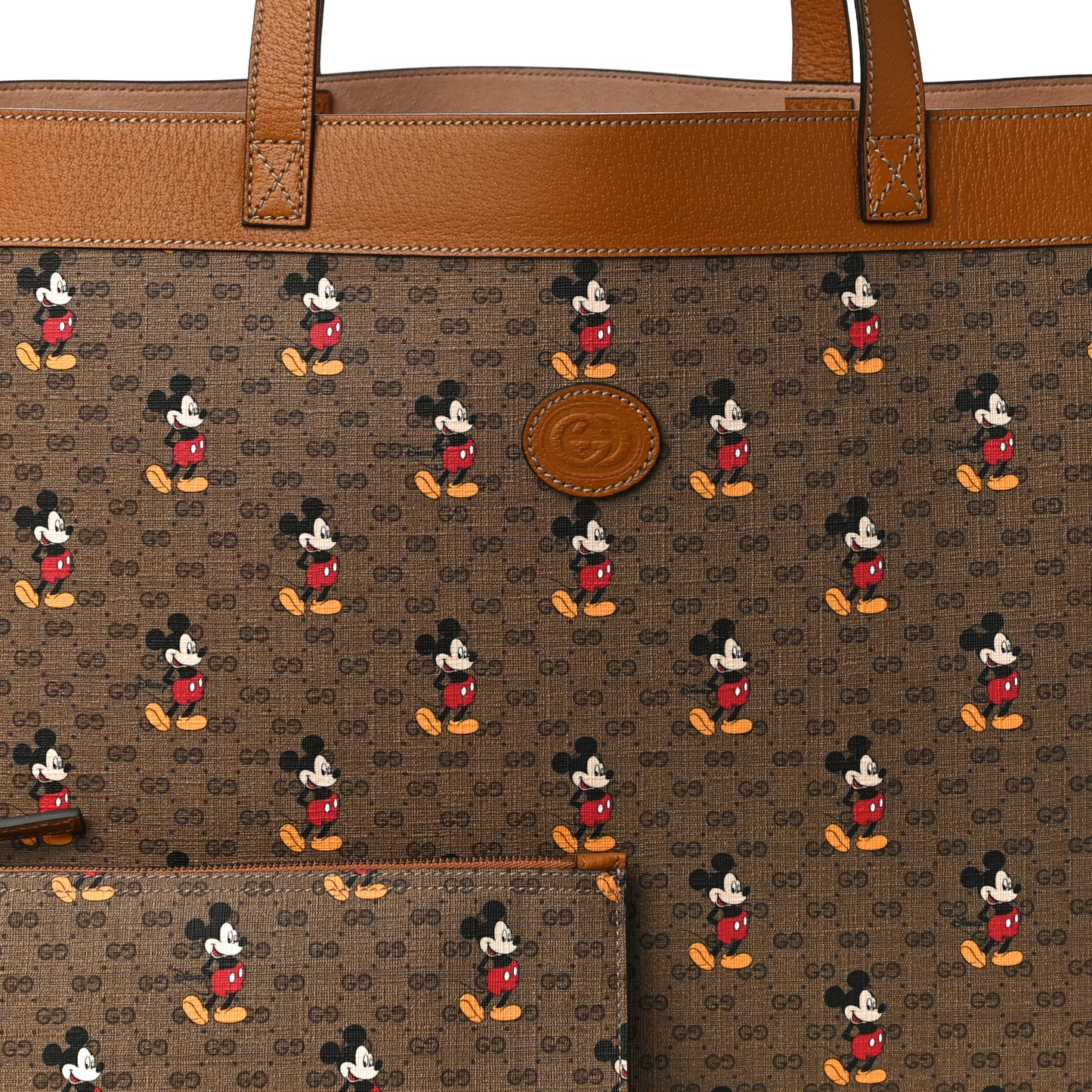 X DISNEY Mini Vintage GG Supreme Monogram Mickey Mouse Large Shopping Tote Beige Vintage Sun Oil