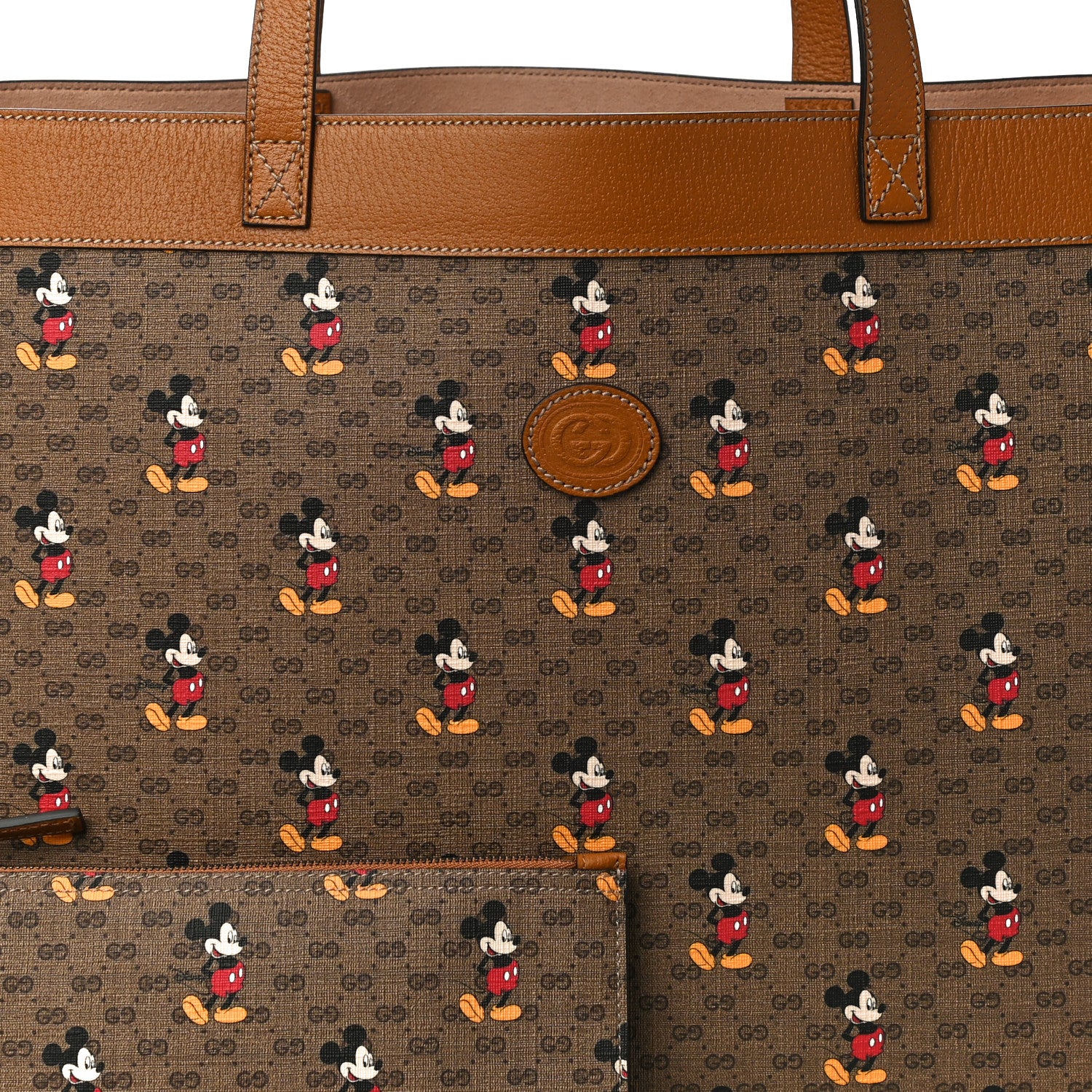 Gucci X DISNEY Mini Vintage GG Supreme Monogram Mickey Mouse Large Shopping Tote Beige Vintage Sun Oil 9 of 11