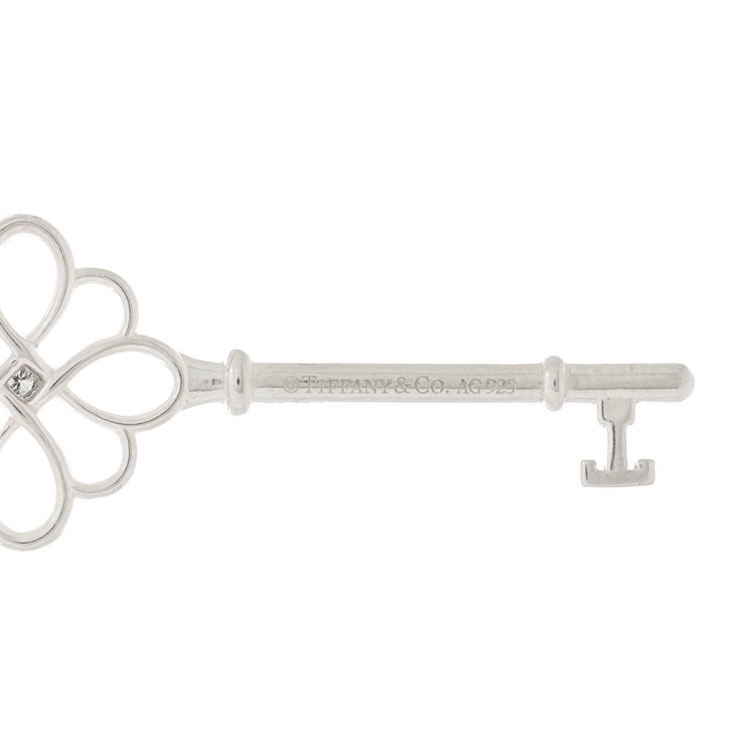 Tiffany Sterling Silver Diamond Knot Key Pendant 3 of 4
