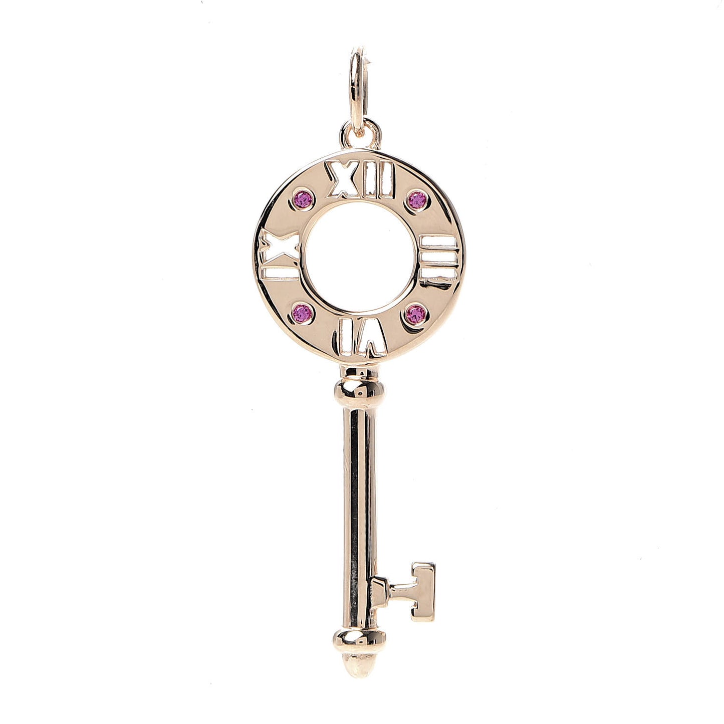 18K Rose Gold Ruby Atlas Pierced Key Pendant