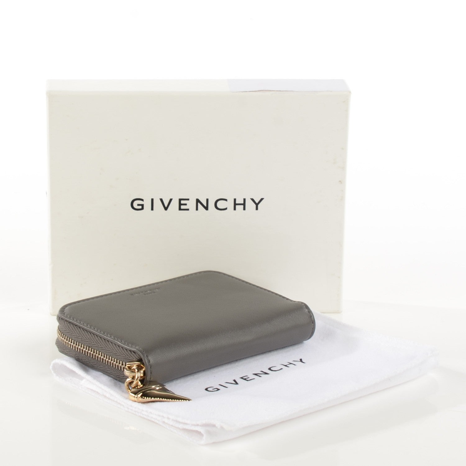 Givenchy Lambskin Shark Lock Zip Around Compact Wallet Grey 4 of 7