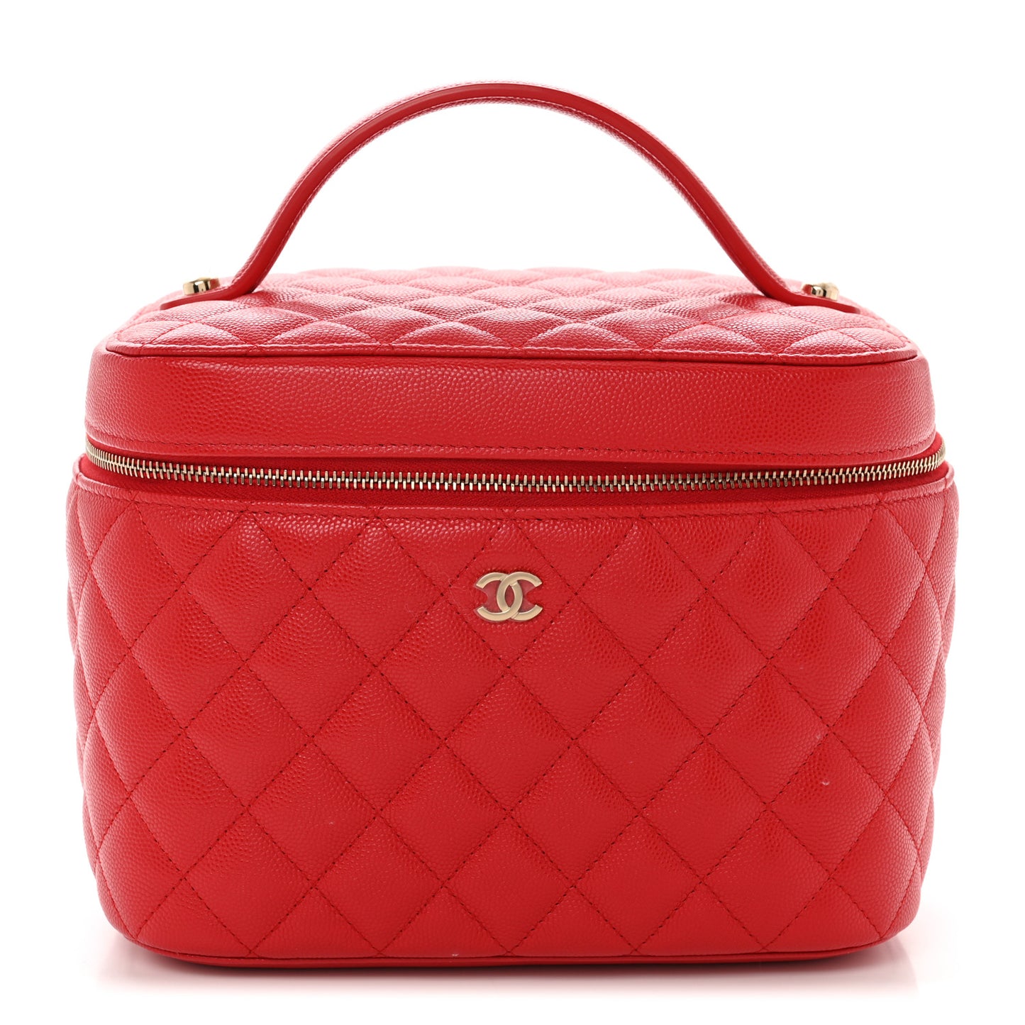 Caviar Quilted Large Vanity Pouch Red