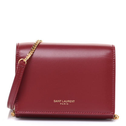 Saint Laurent Calfskin Monogram Chain Card Case Rouge Eros 1 of 8