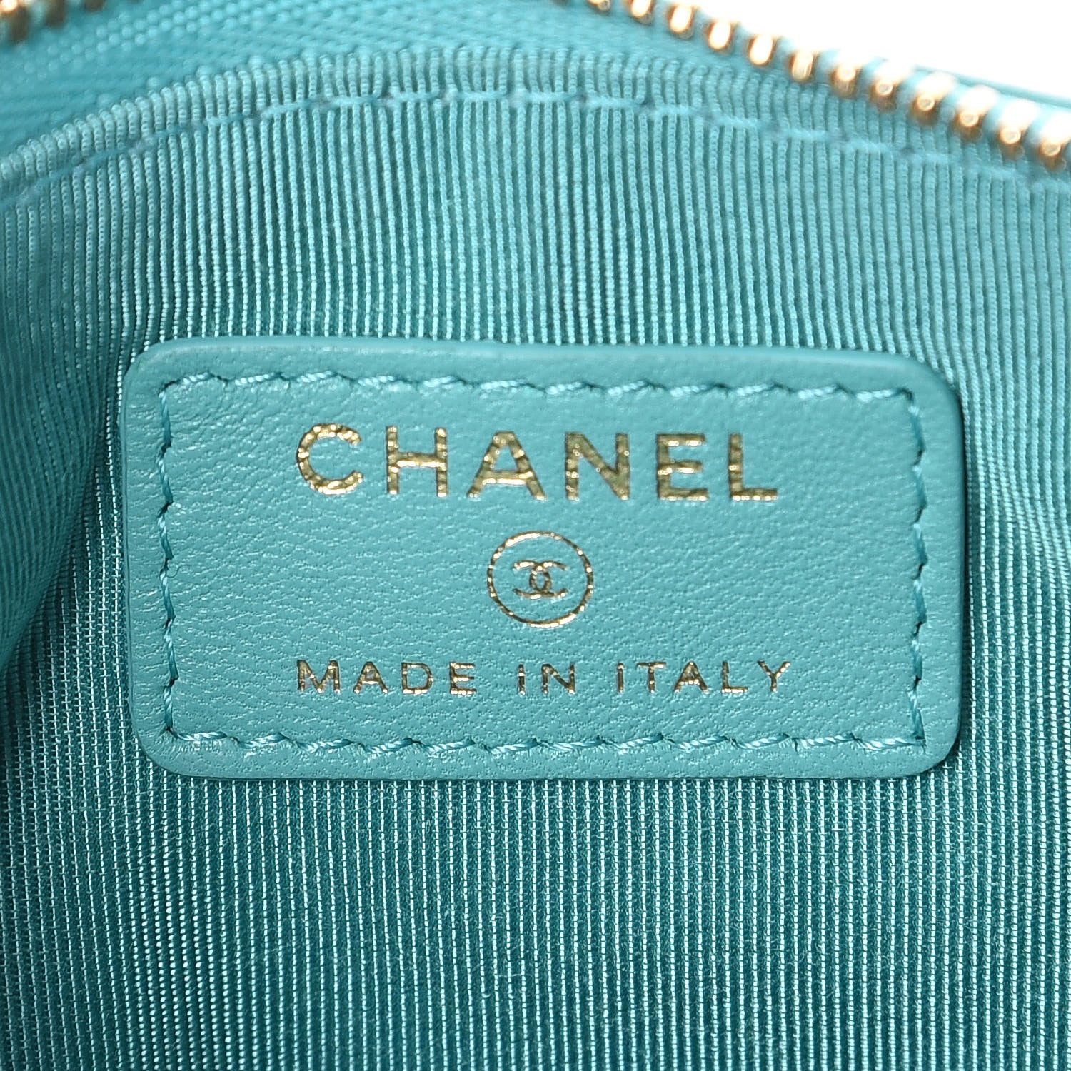 Chanel Lambskin Quilted Small Cosmetic Case Turquoise 6 of 7