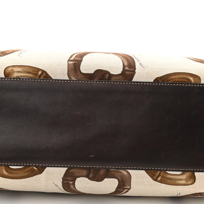 Gucci Canvas Bamboo Horsebit Print Tote White 11 of 15