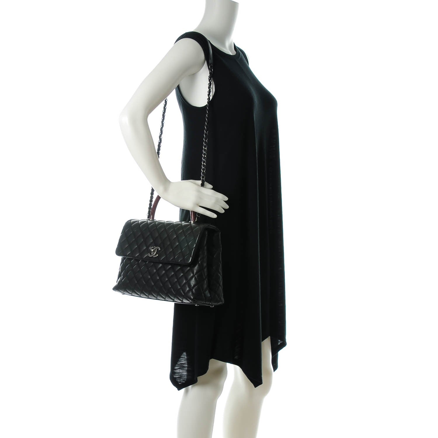 Chanel Caviar Lizard Quilted Medium Coco Handle Flap Black 2 of 7
