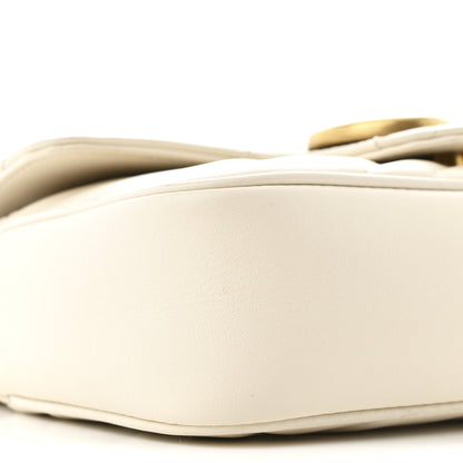 Gucci Calfskin Matelasse Super Mini GG Marmont Shoulder Bag White 9 of 10