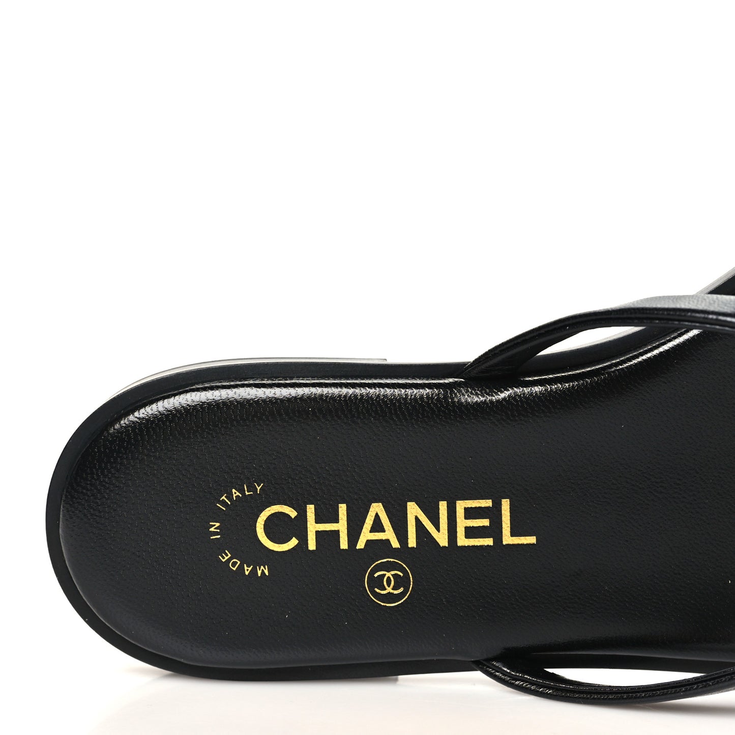 Goatskin CC Times Square Thong Sandals 38.5 Black