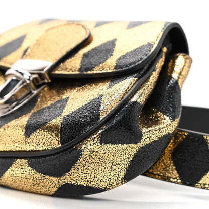 Gucci Metallic Cracked Calfskin Belt Bag Gold Black 9 of 9