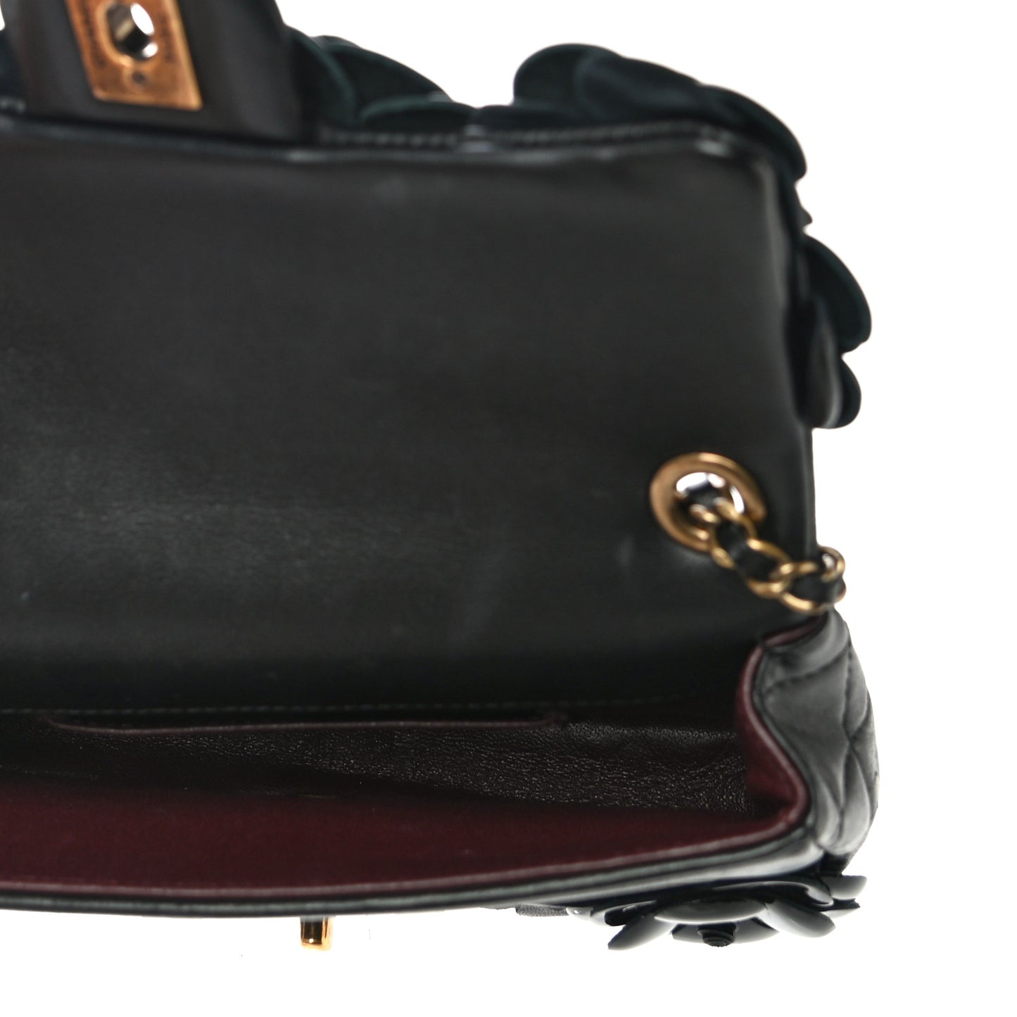 Lambskin Patent Mini Camellia Flap Black