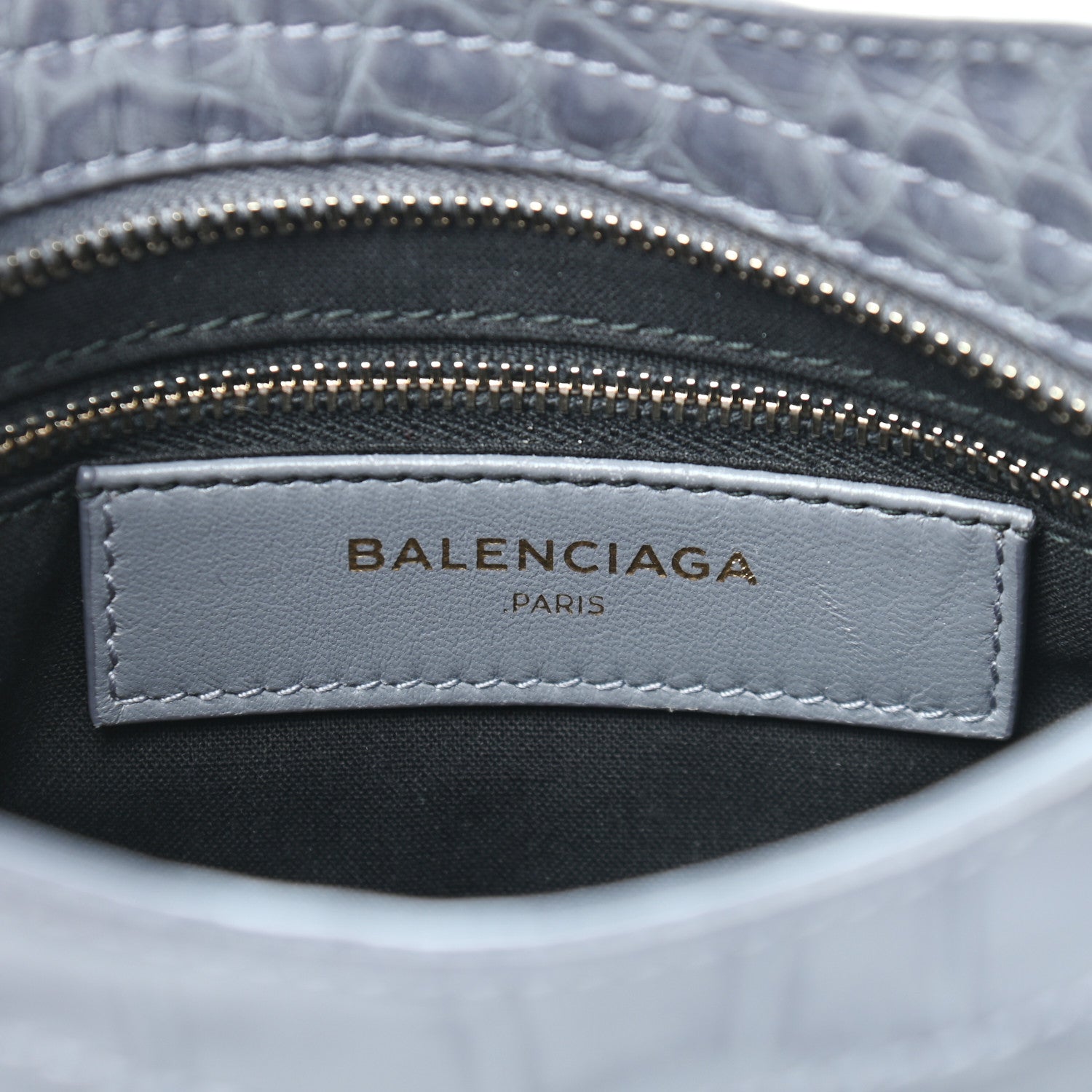 Balenciaga Calfskin Crocodile Embossed Giant 12 Gold Hardware Mini City Gris Beton 6 of 8