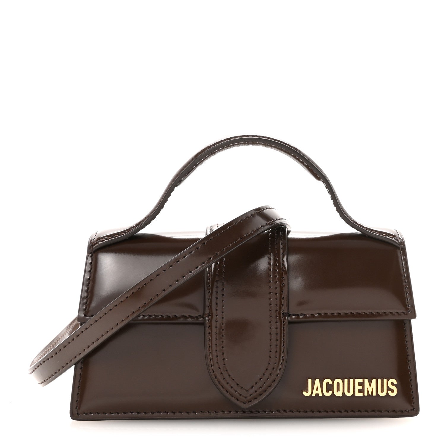 Jacquemus Glazed Calfskin Le Grand Bambino Midnight Brown 1 of 9