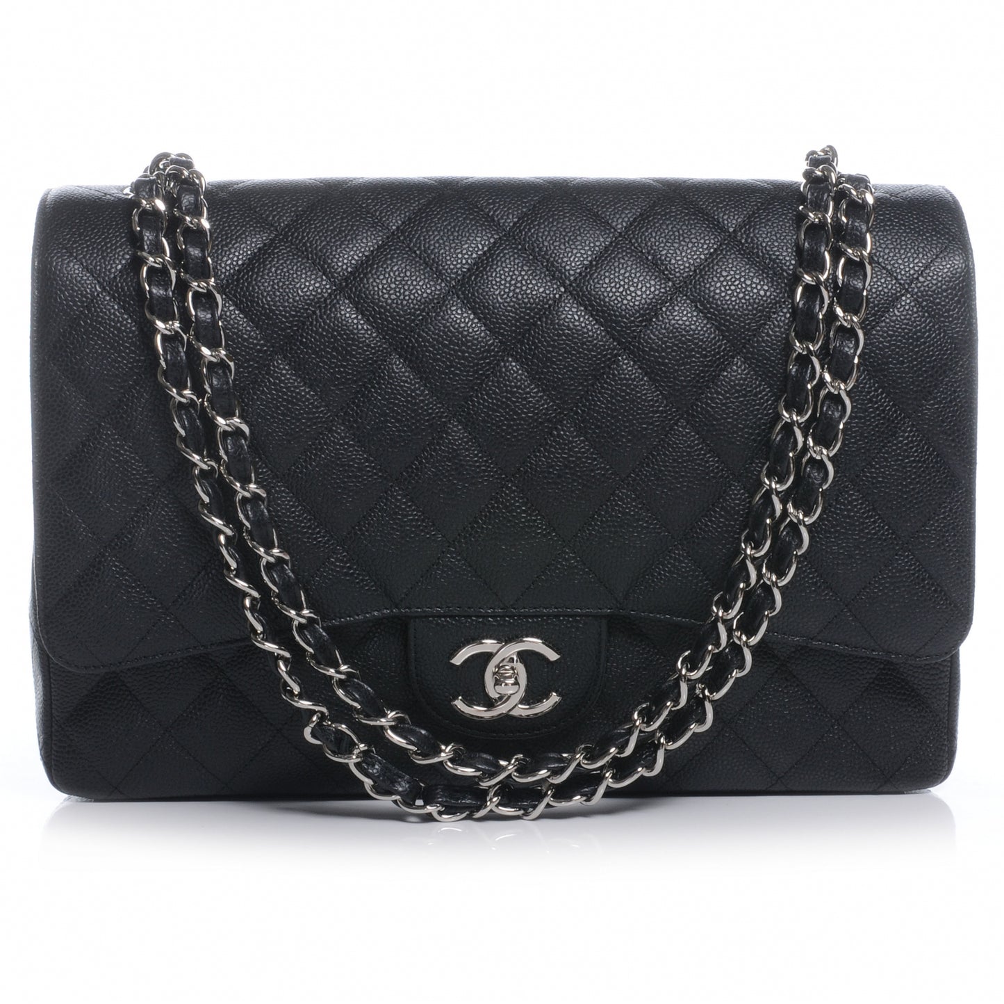 Caviar Quilted Maxi Double Flap Black