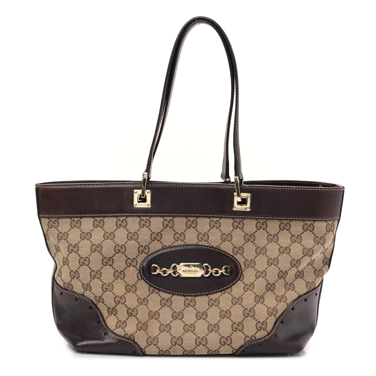Gucci Monogram Large Punch Tote Dark Brown 1 of 9