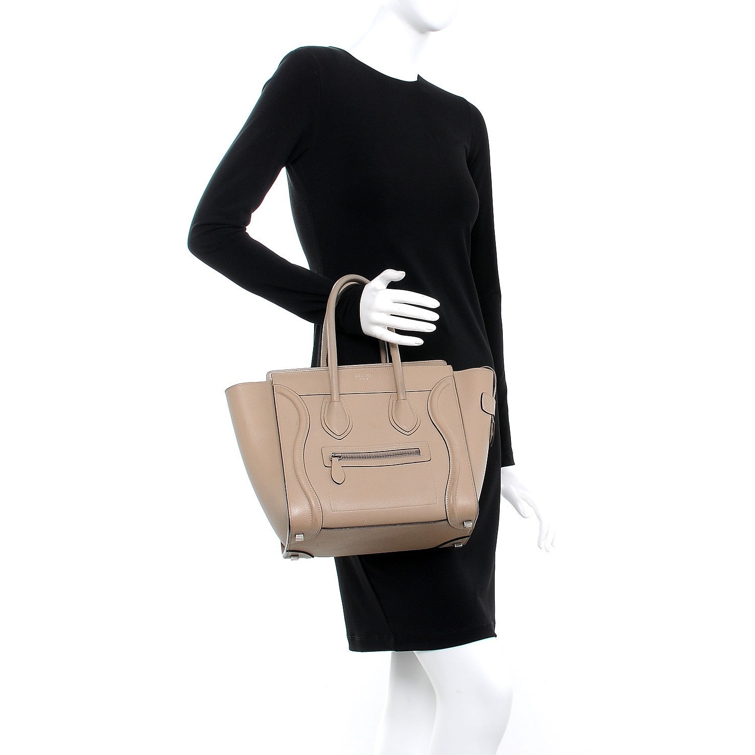 Celine Drummed Calfskin Micro Luggage Dune 2 of 21