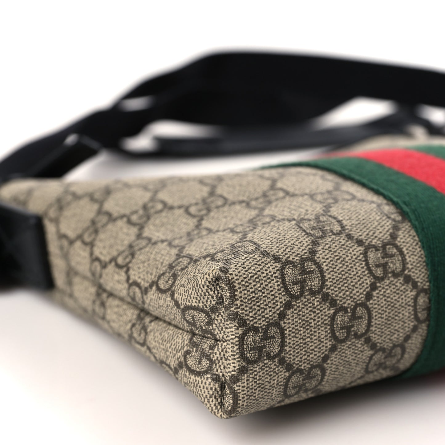 GG Supreme Monogram Web Messenger Bag Black